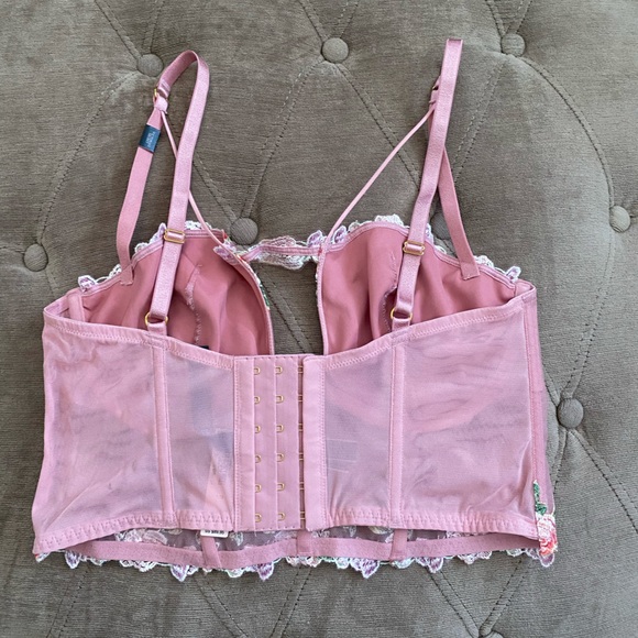 victoria's secret Unlined Rose Embroidered Corset Top - Dusty Rose Embroidered - Picture 3 of 4